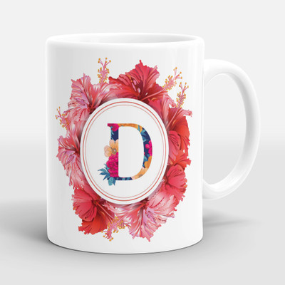 Sublikraft Alphabet D Multi Color Printed Ceramic Coffee Mug(330 ml)