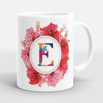 Sublikraft Alphabet E Multi Color Printed Ceramic Coffee Mug(330 ml)