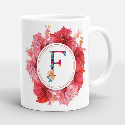 Sublikraft Alphabet F Multi Color Printed Ceramic Coffee Mug(330 ml)