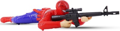 Aseenaa Super Hero Spiderman Crawling Action Toy With Light And Sound For Boys & Girls | Avengers Action Figure Spider Man Crawls With Gun And Shooting For Kids And Gift | Red Colour |SET OF 1(Red)