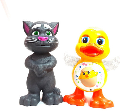 Sagar Enterprises Talking Tom Cat Toy for Kids Speaking Repeats What You Say - Best Gift (Grey, White)Dancing Duck with Music Flashing Lights and Real Dancing Action (Yellow, Orange)(Multicolor)