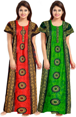 v elegant Women Nighty Set(Multicolor)
