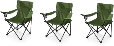 BLAPOXE Portable Folding Camping Chair with Arm Rest Cup Holder and Carrying and Storage Bag - Green Pack of 3 Metal Outdoor Chair(Green, Set of 3, Pre-assembled)