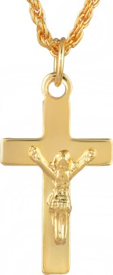 MissMister Brass Micron Goldplated Small and Cute Crucifix Cross Pendant Jesus Christian Jewellery for Children and Kids MM7663PCKL Gold-plated Brass Pendant