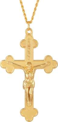 MissMister Brass Micron Goldplated Big Crucifix Cross Pendant Jesus Christian Jewellery MM7659PCKL Gold-plated Brass Pendant