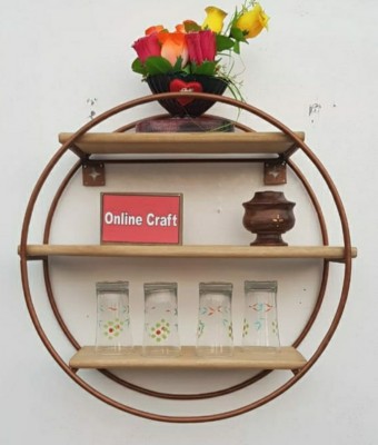 OnlineCraft ch2686 black 3 no wala (cooper) Wooden, Iron Wall Shelf(Number of Shelves - 3, Brown)
