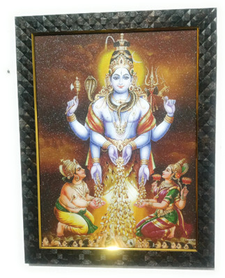 FRAMTASTIC LORD SHIVA GIVING MONEY TO KUBER AND LAKSHMI Religious Frame