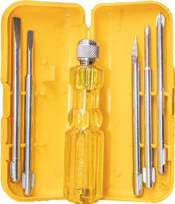 Guide Unbreakable Screwdriver Set Kit (Yellow) Single Light (LINE TESTER) ( 5 in 1) Combination Screwdriver Set(Pack of 6)