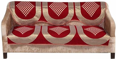 Shivkirpa Cotton Abstract Sofa Cover(Maroon Pack of 2)