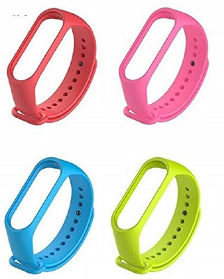 PORTLIX Sports Soft Silicone Durable TPU Wristband Lightweight Strap For (Watch Not Included) Smart Band Strap-4 Combo Smart Band Strap(Red, Pink, Blue, Green)