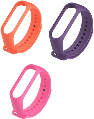 AUDICE Best BUY Silicon Replacement Band/Strap for Xiaomi Mi Band 3 strap and Mi Band 4 Strap Watch band Silicone Strap (Not Compatible with Mi Band 1/2)- Combo 3 pack Smart Band Strap(Purple, Orange, Pink)
