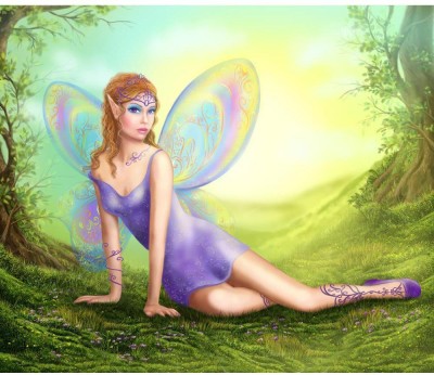 Artzfolio 125.73 cm Fantasy Fairy Butterfly Sits On Grass In Wood Peel & Stick Vinyl Wall Sticker 49.5inch x 42inch (125.8cms x 106.7cms) Self Adhesive Sticker(Pack of 1)