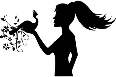 WALLDECORS 75 cm GIRL PLAYING WITH A BIRD IMAGE Self Adhesive Sticker(Pack of 1)