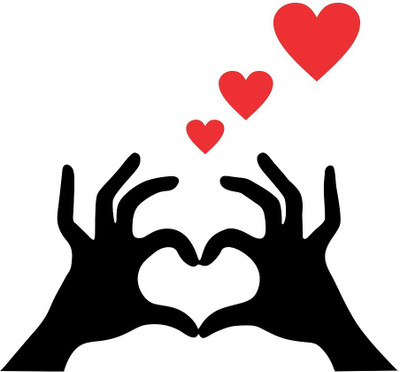 WALLDECORS 60.96 cm HEART SYMBOL IN HANDS IMAGE Self Adhesive Sticker(Pack of 1)