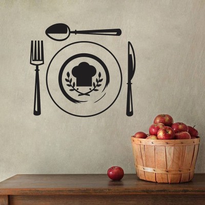 WALLDECORS 60.96 cm DECORATIVE FOOD PLATES & SPOON Self Adhesive Sticker(Pack of 1)