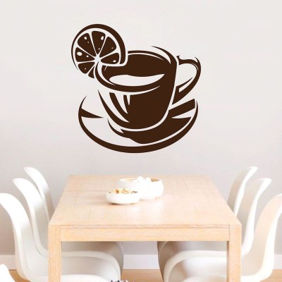 LANSTICK 45 cm Beautiful Tea Shop wallsticker with Cup Self Adhesive Sticker(Pack of 1)