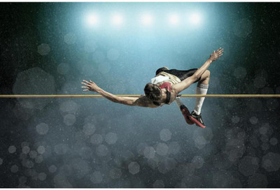 Artzfolio 91.44 cm Athlete In Action Of High Jump Peel & Stick Vinyl Wall Sticker 36inch x 24inch (91.4cms x 61cms) Self Adhesive Sticker(Pack of 1)