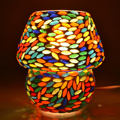 Decent Glass Home Decor Mosaic Glass Table Lamp (Multicolor) 13cm Night Lamp(13 cm, Multicolor)