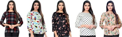 JAYSHREE FASHION Casual 3/4 Sleeve Printed Women Multicolor Top