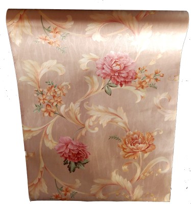 GRAH PRAVESH Floral & Botanical Beige Wallpaper(1000 cm x 53 cm)