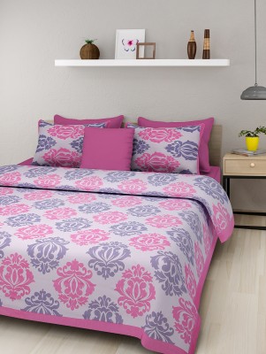 FrionKandy 200 TC Cotton Double Paisley Flat Bedsheet(Pack of 3, Pink, Grey)