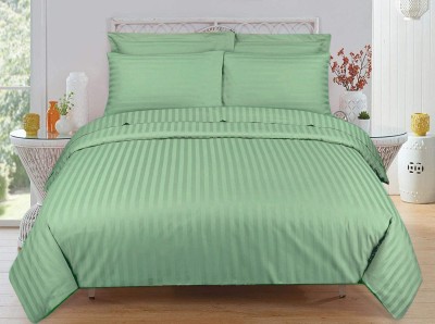 Classic Home 250 TC Polyester King Striped Flat Bedsheet(Pack of 1, Pista)