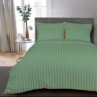 Classic Home 250 TC Polyester Single Striped Flat Bedsheet(Pack of 1, Pista)