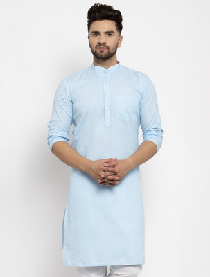 kaifoo Men Solid Straight Kurta(Light Blue)