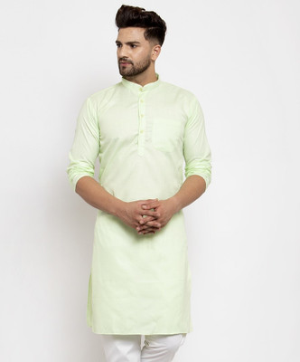 kaifoo Men Solid Straight Kurta(Light Green)