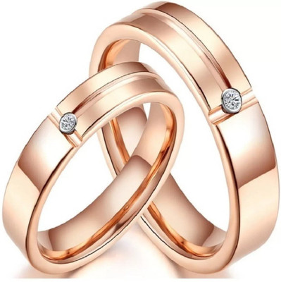 Silver Creations Adjustable Couple band ring set Alloy Cubic Zirconia Rhodium Plated Ring Set