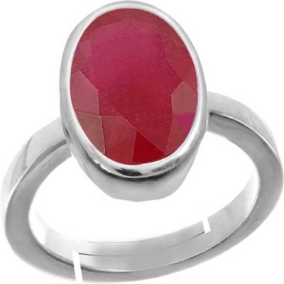 Vinayak Pooja Bhandar RUBY 3.75 CARAT 4.25 RATTI NATURAL GEMSTONE WITH CERTIFICATE Stone Ruby 999 Silver Plated Ring
