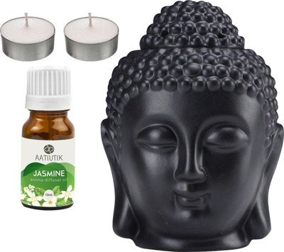 Aatiutik Jasmine Black Buddha Head Tlight Diffuser with Aroma Oil and Tlight Candle Diffuser Set Buddha Head Black Aroma Diffuser with Tlight Candle and Aroma Diffuser(4 x 2.5 ml) Aatiutik Jasmine Black Buddha Head Tlight Diffuser with Aroma Oil and Tlight Candle Diffuser Set Buddha Head Black Aroma Diffuser with Tlight Candle and Aroma Diffuser(4 x 2.5 ml)