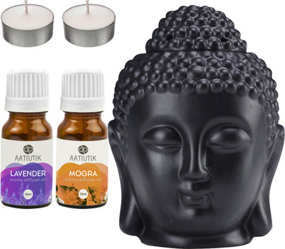 Aatiutik Lavender, Mogra Black Buddha Head Tlight Diffuser with Aroma Oil and Tlight Candle Diffuser Set Buddha Head Black Aroma Diffuser with Tlight Candle and Aroma Diffuser(5 x 4 ml) Aatiutik Lavender, Mogra Black Buddha Head Tlight Diffuser with Aroma Oil and Tlight Candle Diffuser Set Buddha Head Black Aroma Diffuser with Tlight Candle and Aroma Diffuser(5 x 4 ml)