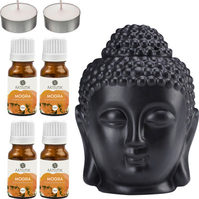 Aatiutik Mogra Black Buddha Head Tlight Diffuser with Aroma Oil and Tlight Candle Diffuser Set Buddha Head Black Aroma Diffuser with Tlight Candle and Aroma Diffuser(7 x 5.71 ml) Aatiutik Mogra Black Buddha Head Tlight Diffuser with Aroma Oil and Tlight Candle Diffuser Set Buddha Head Black Aroma Diffuser with Tlight Candle and Aroma Diffuser(7 x 5.71 ml)