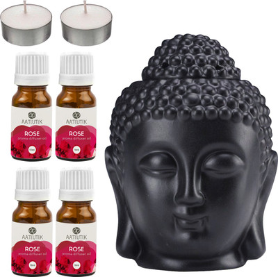 Aatiutik Rose Black Buddha Head Tlight Diffuser with Aroma Oil and Tlight Candle Diffuser Set Buddha Head Black Aroma Diffuser with Tlight Candle and Aroma Diffuser(7 x 5.71 ml) Aatiutik Rose Black Buddha Head Tlight Diffuser with Aroma Oil and Tlight Candle Diffuser Set Buddha Head Black Aroma Diffuser with Tlight Candle and Aroma Diffuser(7 x 5.71 ml)
