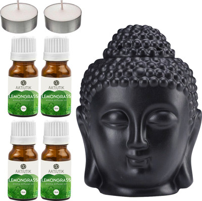 Aatiutik Lemongrass Black Buddha Head Tlight Diffuser with Aroma Oil and Tlight Candle Diffuser Set Buddha Head Black Aroma Diffuser with Tlight Candle and Aroma Diffuser(7 x 5.71 ml) Aatiutik Lemongrass Black Buddha Head Tlight Diffuser with Aroma Oil and Tlight Candle Diffuser Set Buddha Head Black Aroma Diffuser with Tlight Candle and Aroma Diffuser(7 x 5.71 ml)
