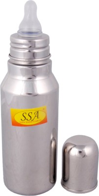Shivshakti Arts Stainless Steel - Leak Proof- Water / Milk Feeding Bottle, Kids Bottle for Milk and Baby Drinks (Mirror Finish, Big - 380 ML) - 380 ml(Silver)