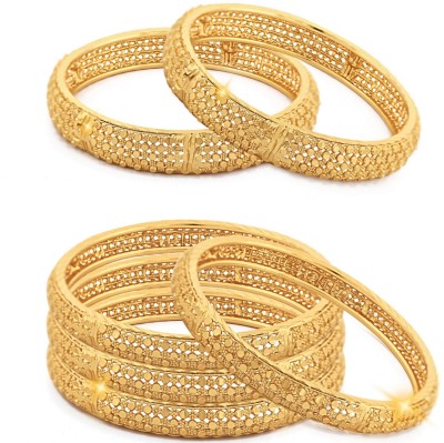 VIGHNAHARTA Alloy Gold-plated Bangle Set(Pack of 6)