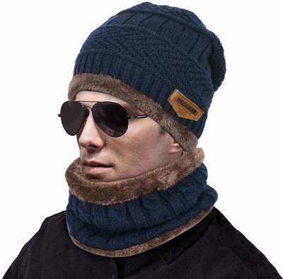 FRANKOPOLIS Woven, Self Design Beanie Cap