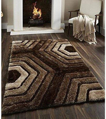 SR Handloom Brown Polyester Carpet(4 ft,  X 6 ft, Rectangle)