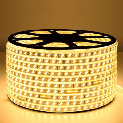 Hybrix LED Strip Ceiling Cove Rope Light, (10 Mtr.) Double Row (120 LED Per Mtr), Waterproof IP67 & Flexible With Adaptor/Connector, 220v AC, Super Bright Natural Warm White Color Recessed Ceiling Lamp(Yellow)