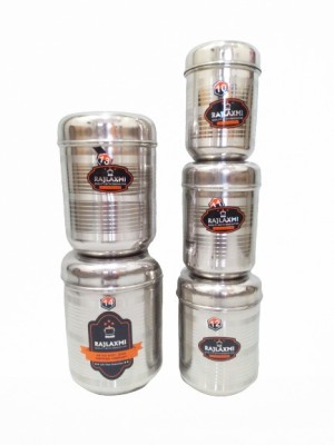 Rajlaxmi Steel Grocery Container  - 500 ml, 750 ml, 1150 ml, 1750 ml, 2250 ml(Pack of 5, Silver)