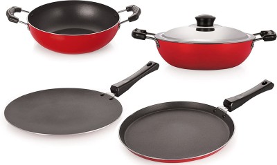 NIRLON CT12_KD12_DKD(M)_FT10________ Non-Stick Coated Cookware Set(PTFE (Non-stick), Aluminium, 4 - Piece)