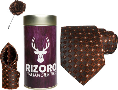 RIZORO Satin Cufflink & Tie Pin Set(Brown)