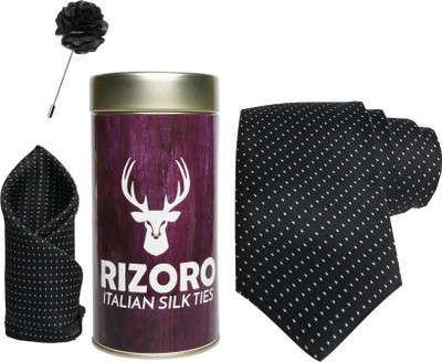 RIZORO Satin Cufflink & Tie Pin Set(Black)