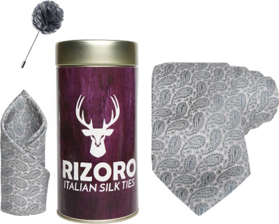 RIZORO Satin Cufflink & Tie Pin Set(Grey)