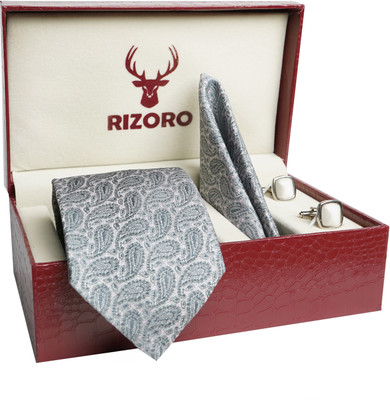 RIZORO Satin Tie & Cufflink(Grey)