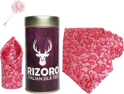 RIZORO Satin Cufflink & Tie Pin Set(Pink)