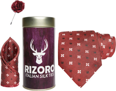RIZORO Satin Cufflink & Tie Pin Set(Maroon)