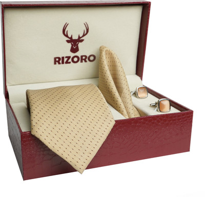 RIZORO Satin Tie & Cufflink(Beige)